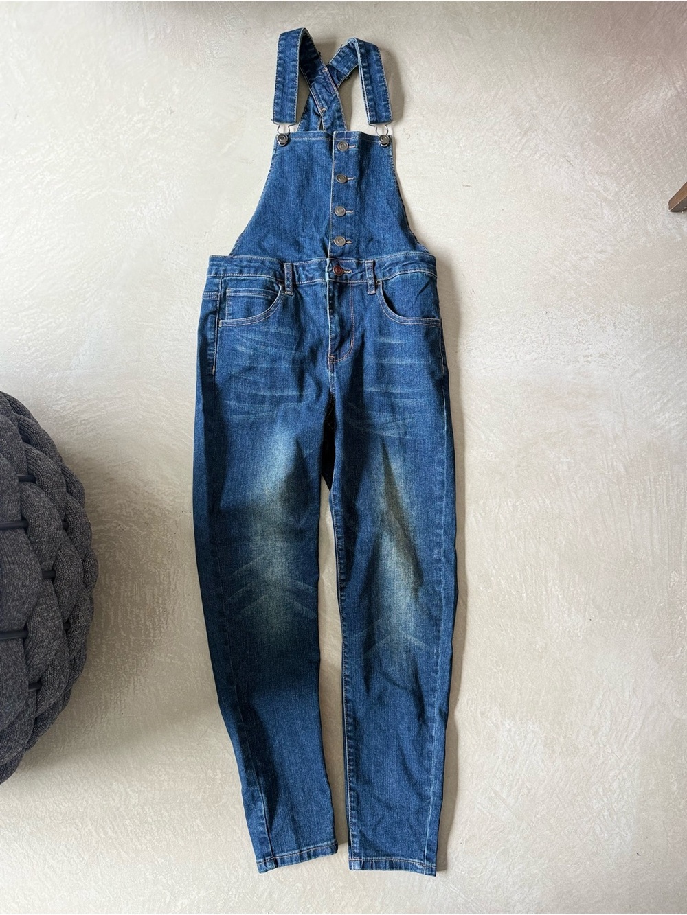 Girls Dark Blue Denim skinny Overalls